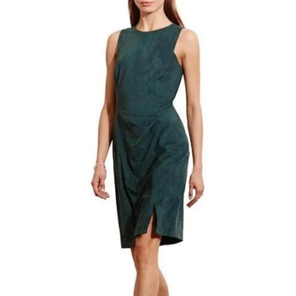 LAUREN Ralph Lauren Size 16 Woodland Green Faux Suede Sheath Dress‎ NEW